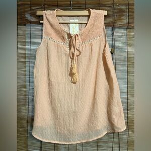 Blush Lace-Trimmed Sleeveless Top